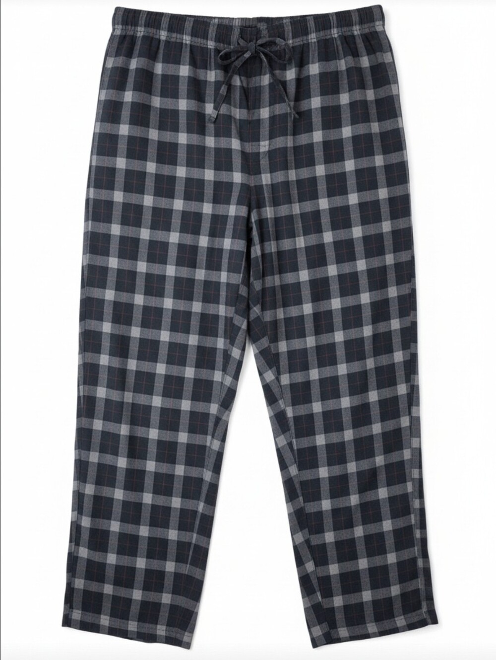 Stafford Mens Large Plaid Flannel Pajama Pants Grey Red Regular Fit Cotton Sleep